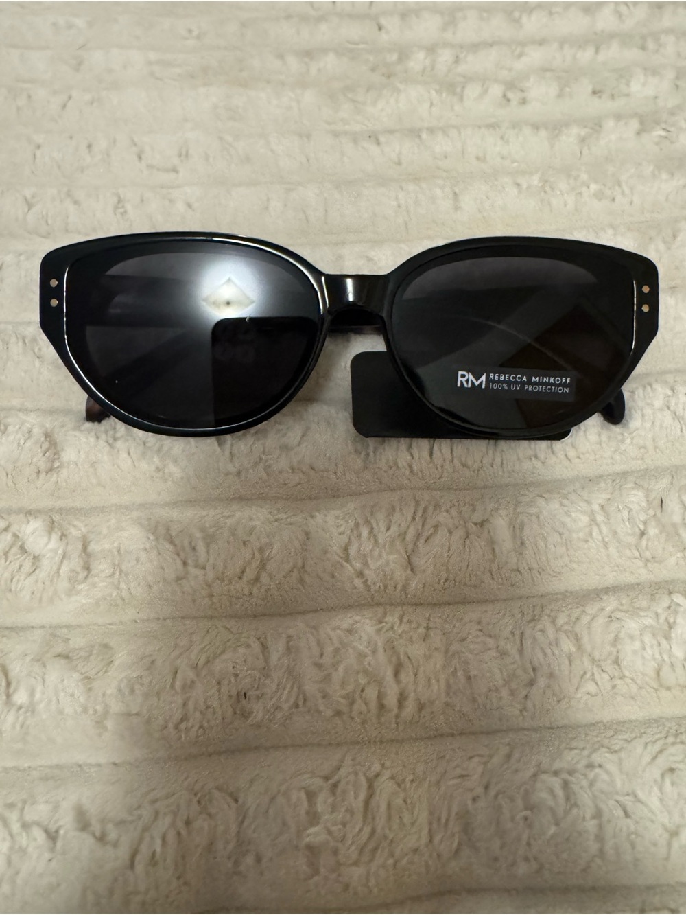 Rebecca Minkoff Glossy Black Cat-Eye Sunglasses with Dark Lenses